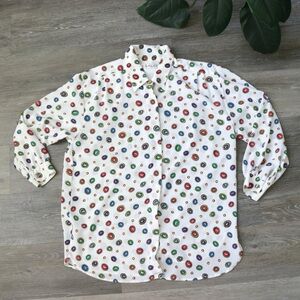 Long sleeve jewel patterned button down blouse